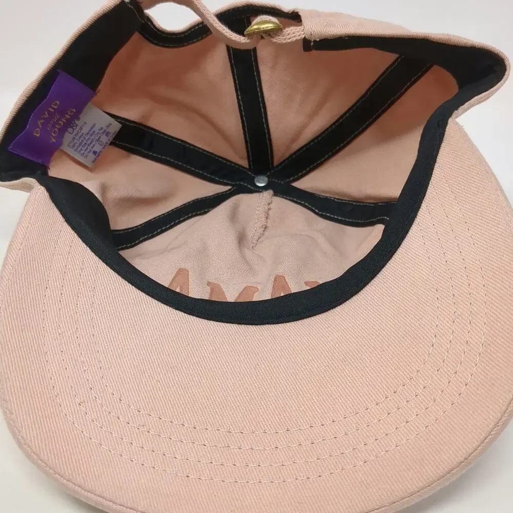 David and Young Baseball Cap Pink One Size MAMA Tonal Embroidery Slideback Hat